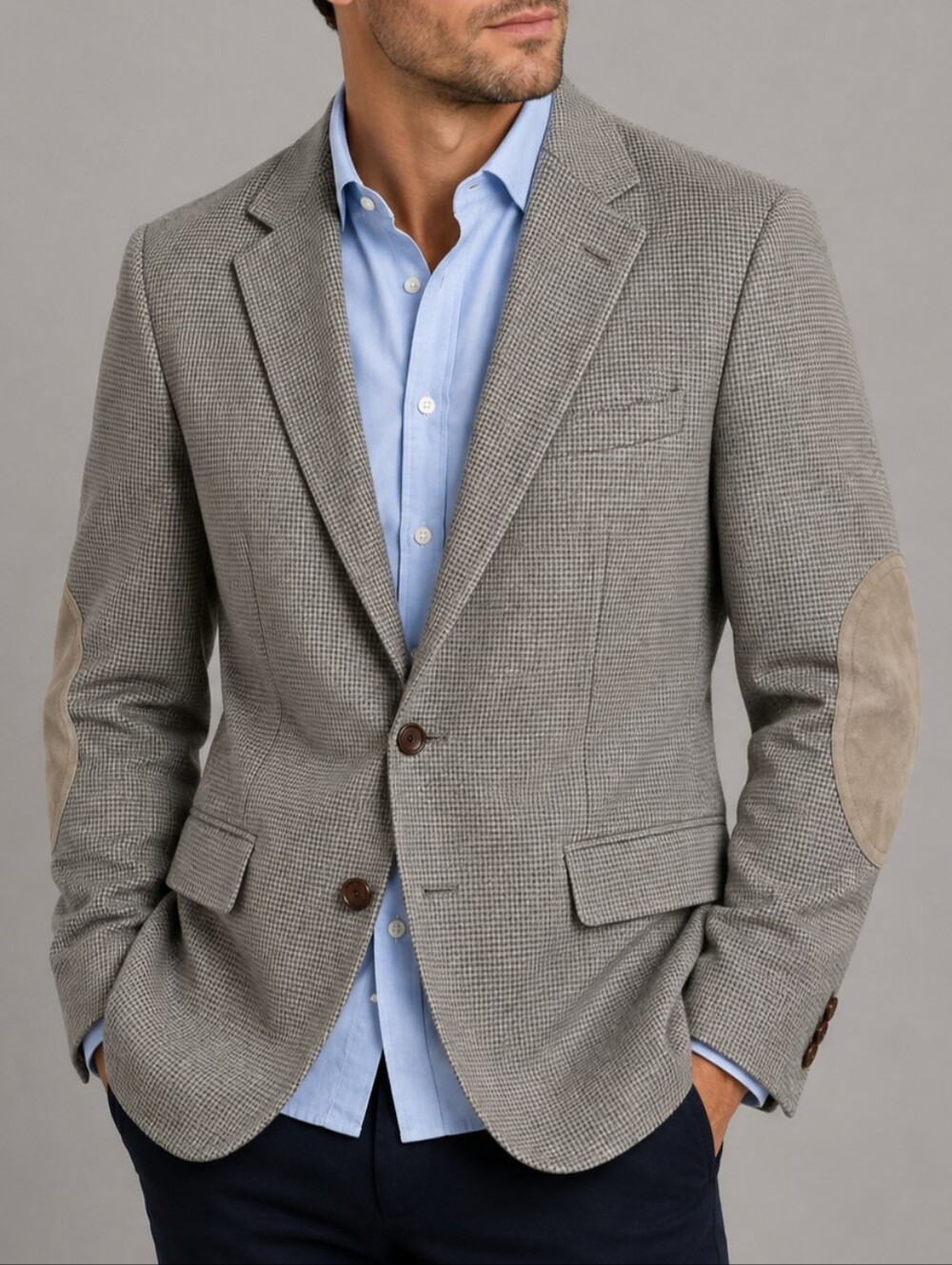 Vintage Pendleton Men's Gray & Tan Virgin Wool Houndstooth Blazer